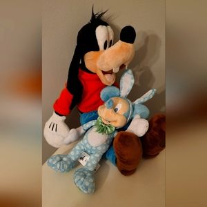 Mickey mouse easter bunny and goofy plushes